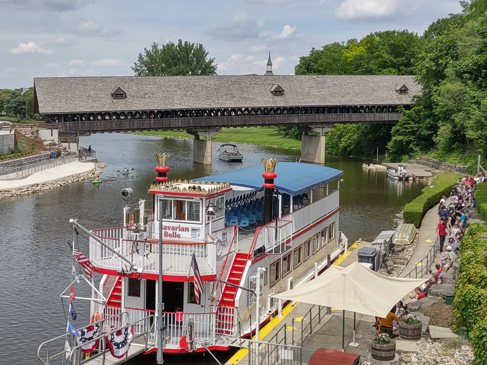 Barvarian Belle with covered bridge in back